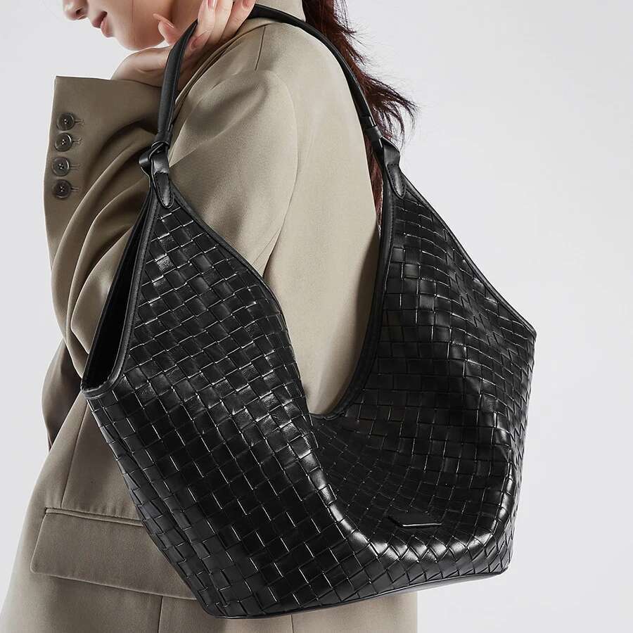 Handbags For Women 2025 Genuine Leather Large Capacity Woven Korean Style Unique Shoulder Tote School Office Commuting