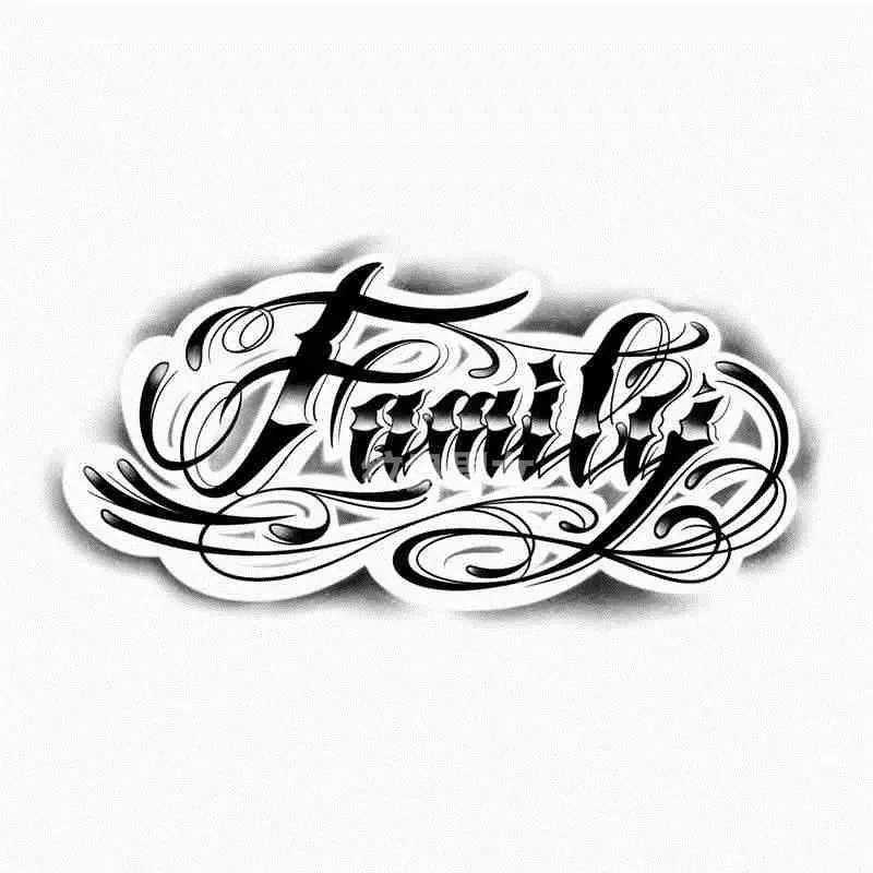 Family Letter Tattoo Stickers Female Arm Temporary Tattoo Punk Art Artificial Tattoo Waterproof TattooXJ25414