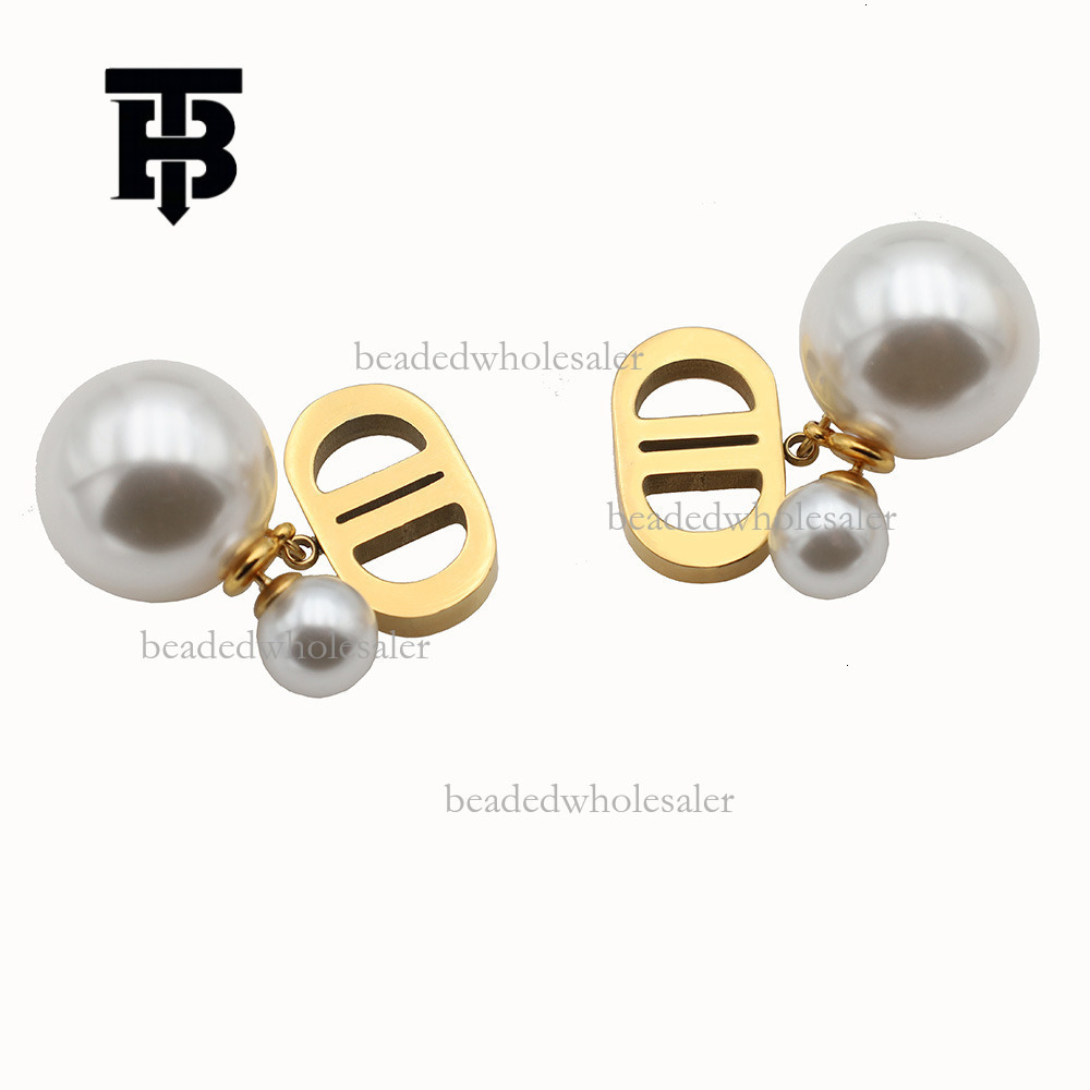 TB BHULAMTE Designer Fashion Pig Nose Titanium Steel Necklace Hip Hop Personalized Cuban Chain 18K Gold Double D Bracelet Pearl Earrings Non Fading Lu