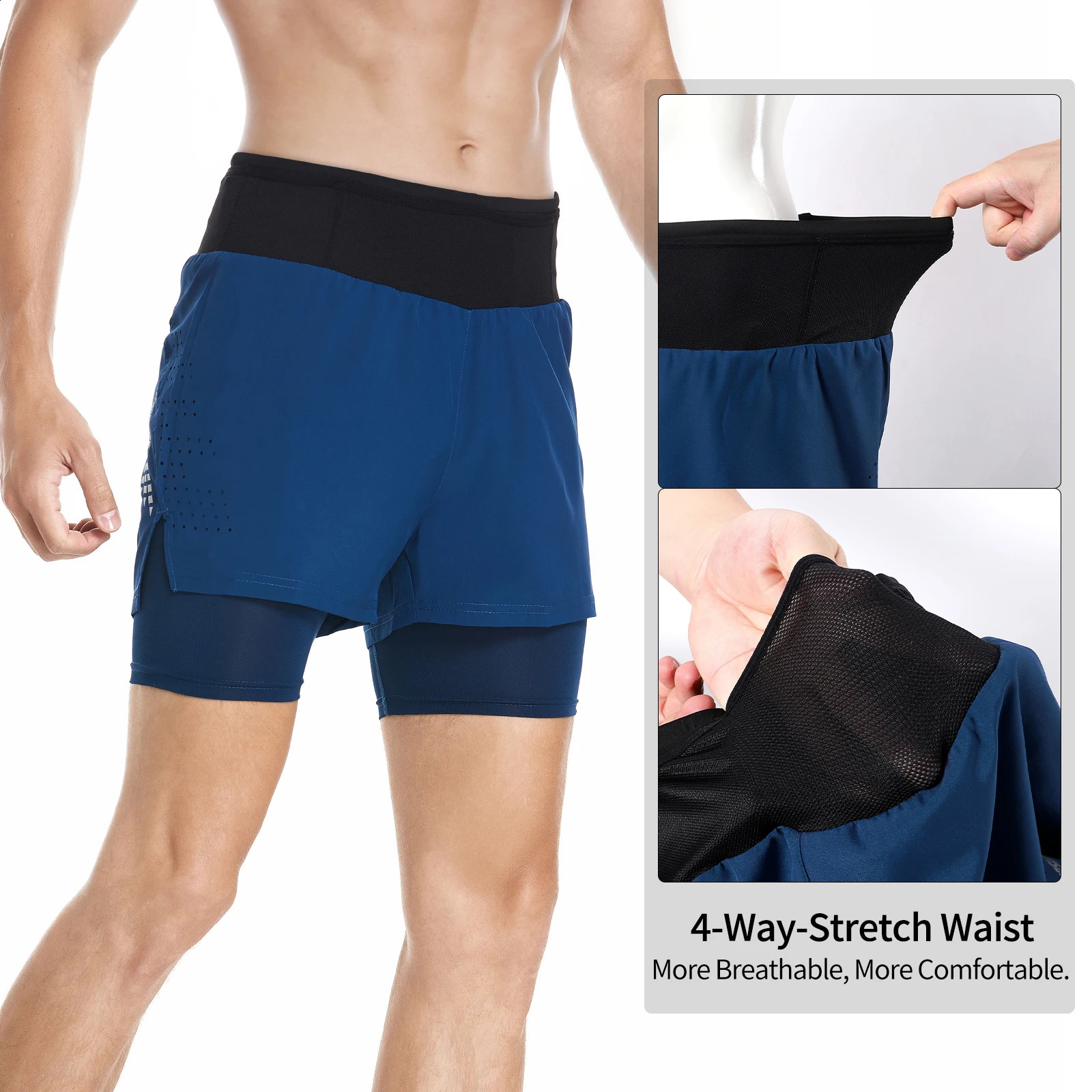 ARLUXEO Mens Trail Running Shorts Sweatshirt 2-in-1 Package Pocket Gym Training and Exercise Shorts B233 250408 - view 3