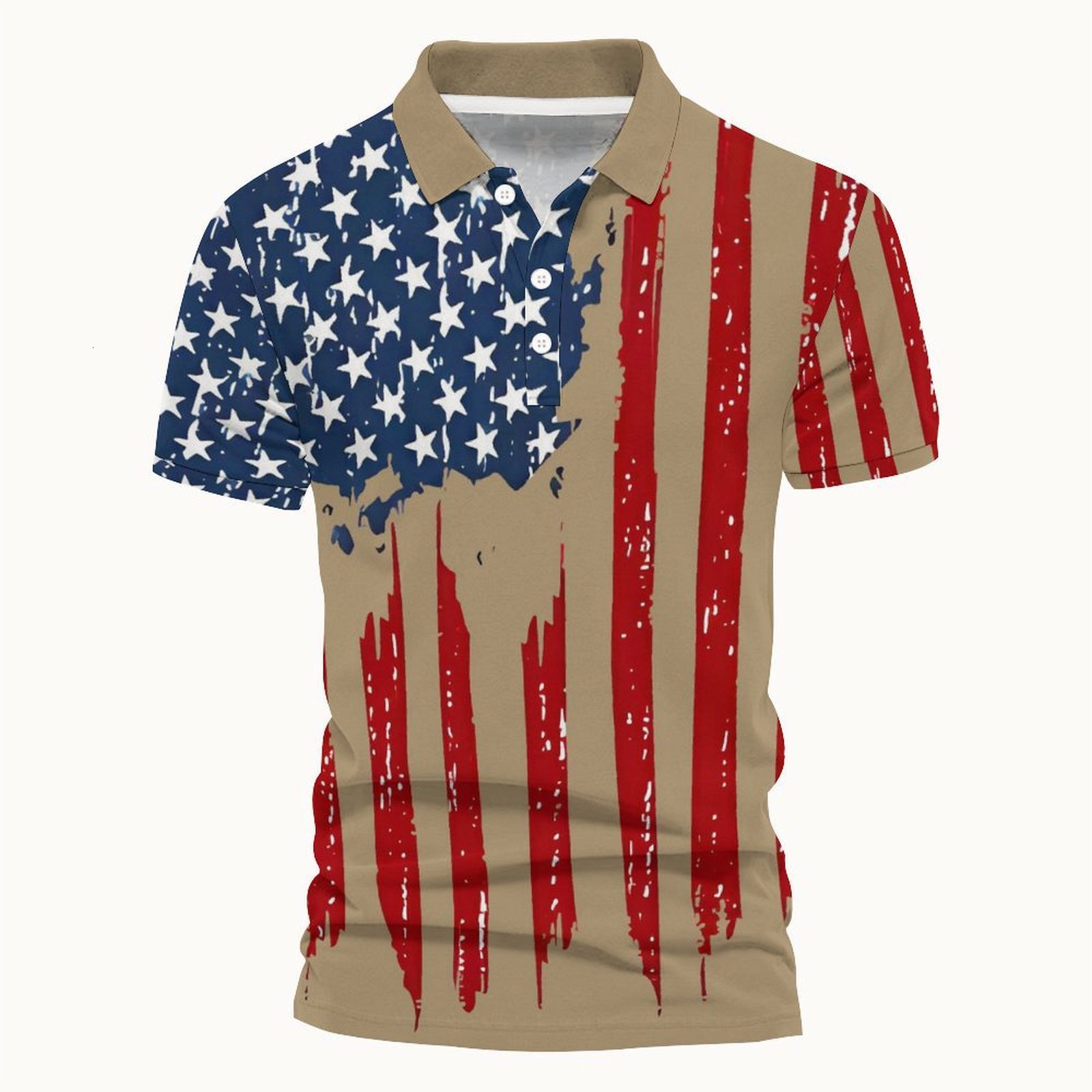 2025 new lapel sport polo shirt for summer fashion casual graffiti printed short sleeved men's T-shirt