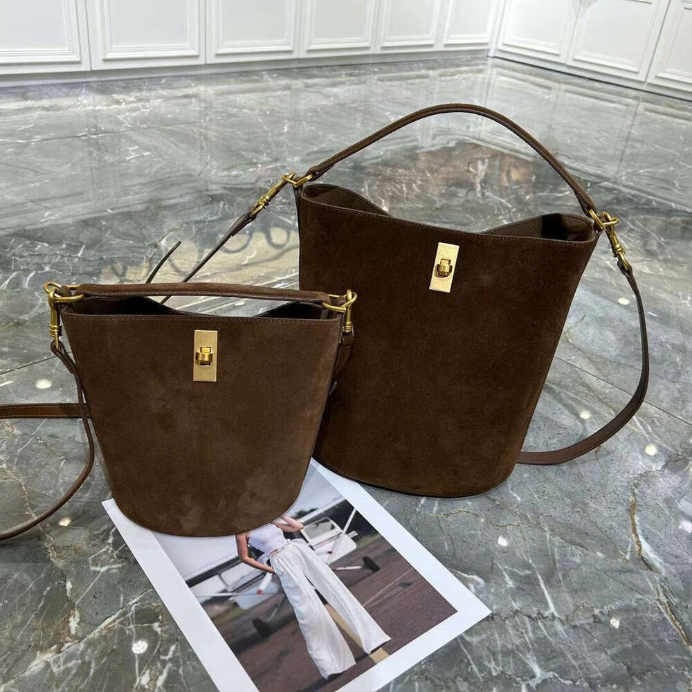 Women's Bags Head layer cowhide frosted bag for women, autumn and winter new item, genuine leather hand-held bucket bag, large capacity