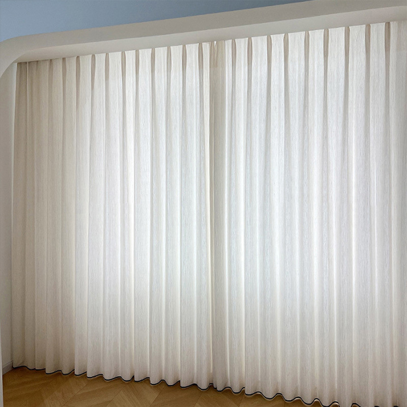 A760 Wabi-sabi style linen gauze curtain light-transmitting but not transparent bedroom living room bay window balcony Japanese style log style cream 