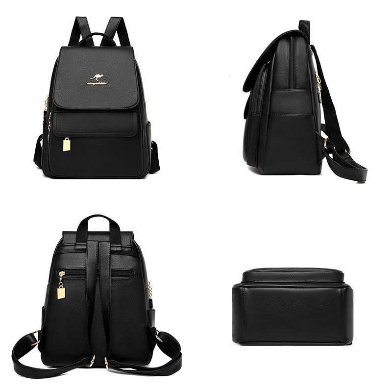 High Quality Leather Backpack Womens Large Capacity Travel Backpack Fashion School Bags Mochila Shoulder Bag For Women 2024 NewW251113