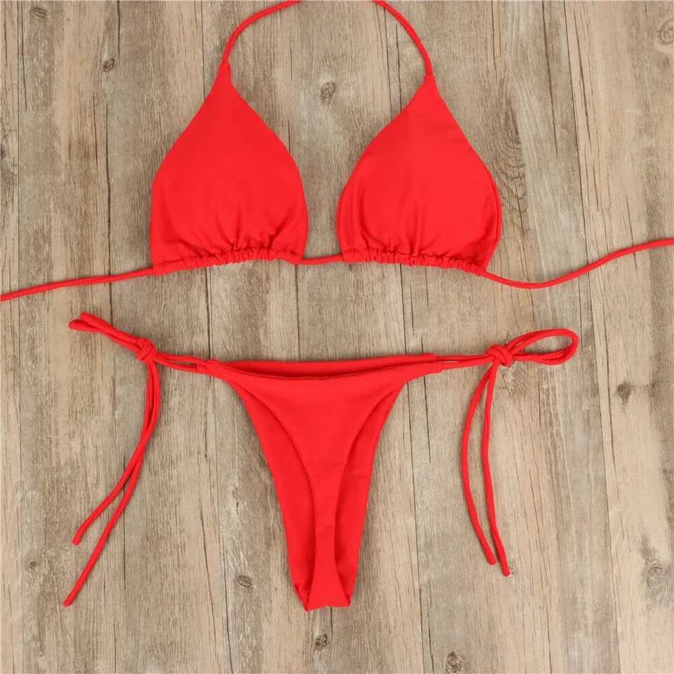 Sexy Women Quick Dry Thong Bikini Set Briefs Bra Side Tie Swimsuit Bandage Style Brazilian Swimwear Low Rise Underwear PantiesW251113