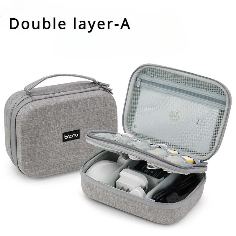 Hard Case Large Capacity Digital Storage Bag Travel Power Bank Data Cable Organizer Bag Mobile Phone Charger Protective Case 250407