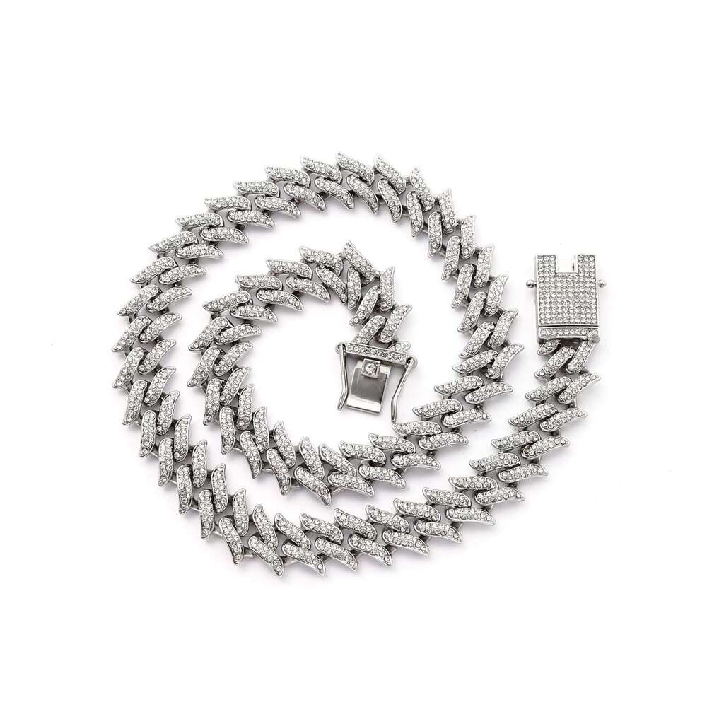 DHcollections Hip Hop Ice Dia Cuban Chain Men's Straight Pull Shining Rap Singer Necklace Jewelry