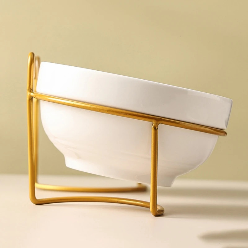 500ML pet ceramic bowl kitten puppy ceramic bowl water dispenser cat food bowl dispenser with lifting frame 250414