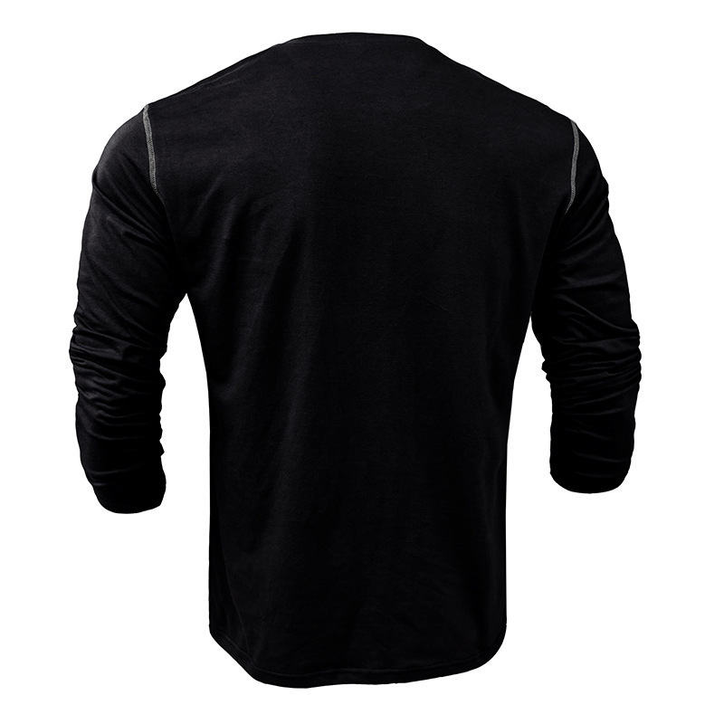 2025 Henley mens T-shirt long sleeved Henley shirt color blocked knit T-shirt for men