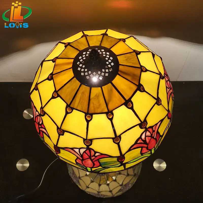 30CM American Country Tulip Desk Lamp Tiffany Style Bedroom Headboard Office Desk Decorative Lamp Warm Color Antique Countryside M251114