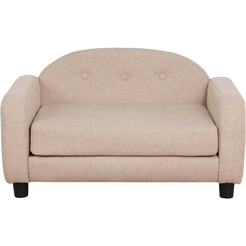 Dog sofa and chair for small pets/cat sofa bed with wooden frame/linen fabric dog bed/cat sofa chair with cushion/dog X250412