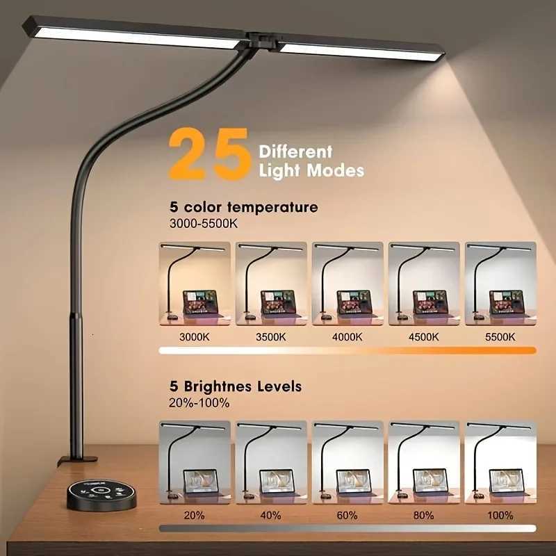 LED Desk Lamp for Home Office - 24 Watt Eye-Care Architectural Desk Lamp with Fixture Desk Lamp with 5-Color Stepless Dimmer M251114