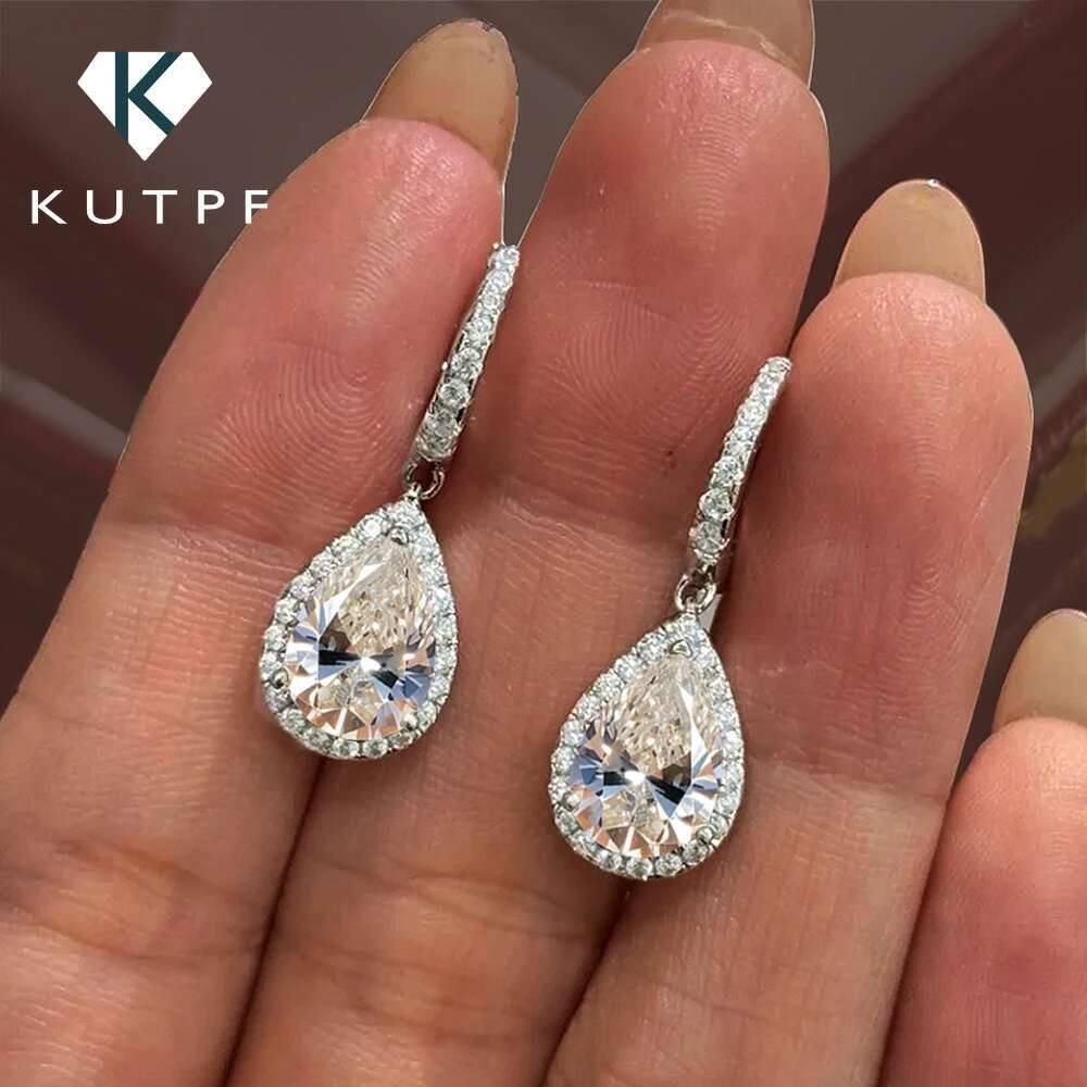 1carat Waterdrop Moissanite Hoop Earrings for Women D Color Pear/Heart/Oval Cut Halo Diamond Earring 925 Sterling Silver Jewelry