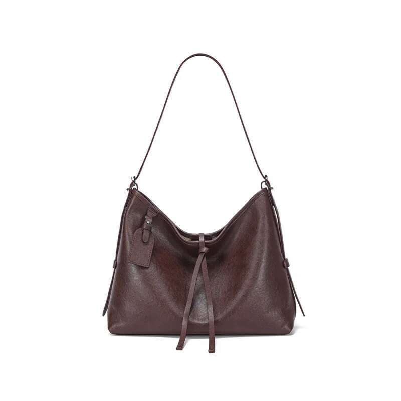 Designer Bag Hobo Style Lazy Leather Women's Vegetable Tanned Cowhide Tote Bag, Large Capacity Single Shoulder Crossbody Bag
