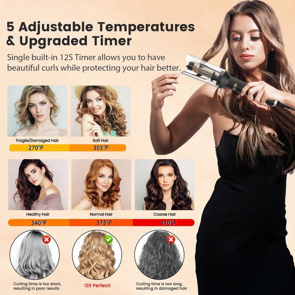 SEJOY Auto Curling Iron Professional Anti-Tangle Auto Hair Curler with 10-inch Rotating Barrel 5 Temps and Auto Shut-OffT251114