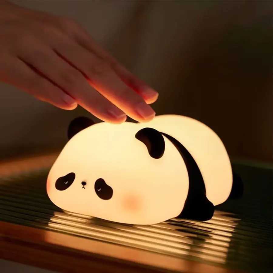 USB Rechargeable LED Night Light Cute Cartoon Panda Silicone Lamp Timing Function Desk Bedside Decor Children Nightlight Gift M251114