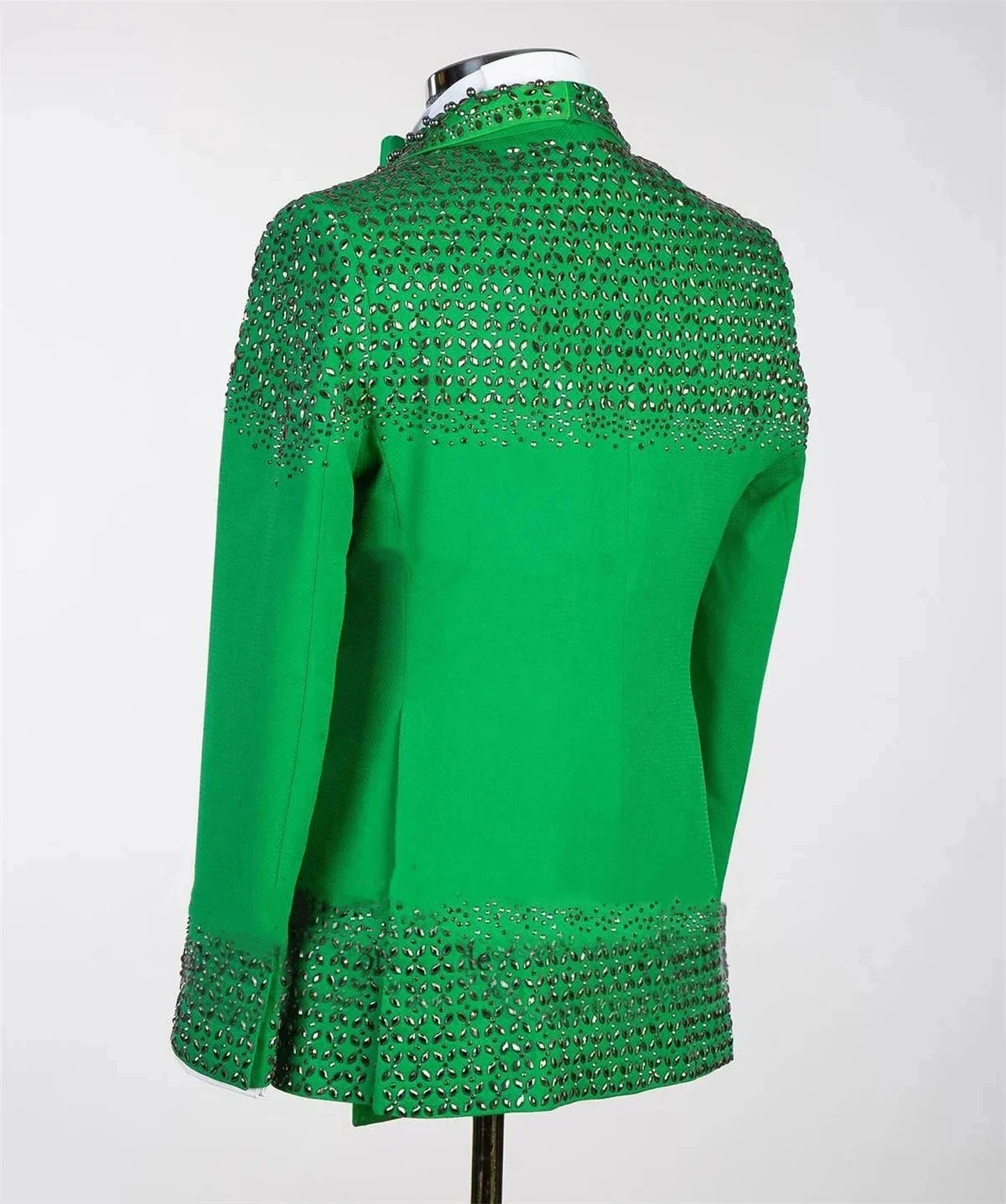 Men's Suit Fashion Tailored Peaked Lapel Crystal Beaded Blazers Groom Jacket for Wedding Groom Double Breasted 2 Pieces Set Custom Made Coat(Pant