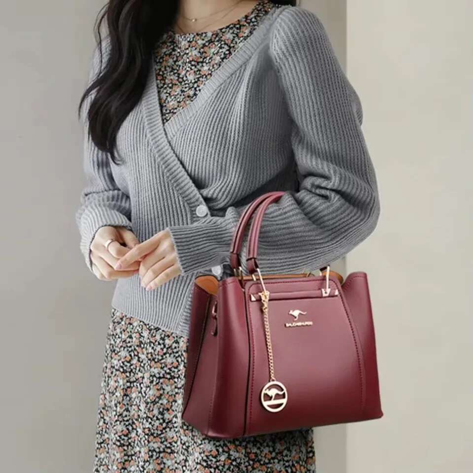 3 Layers Large Capacity Tote Soft Leather Handbags Women Designer Solid Color Crossbody Bag Hand Bags 2025