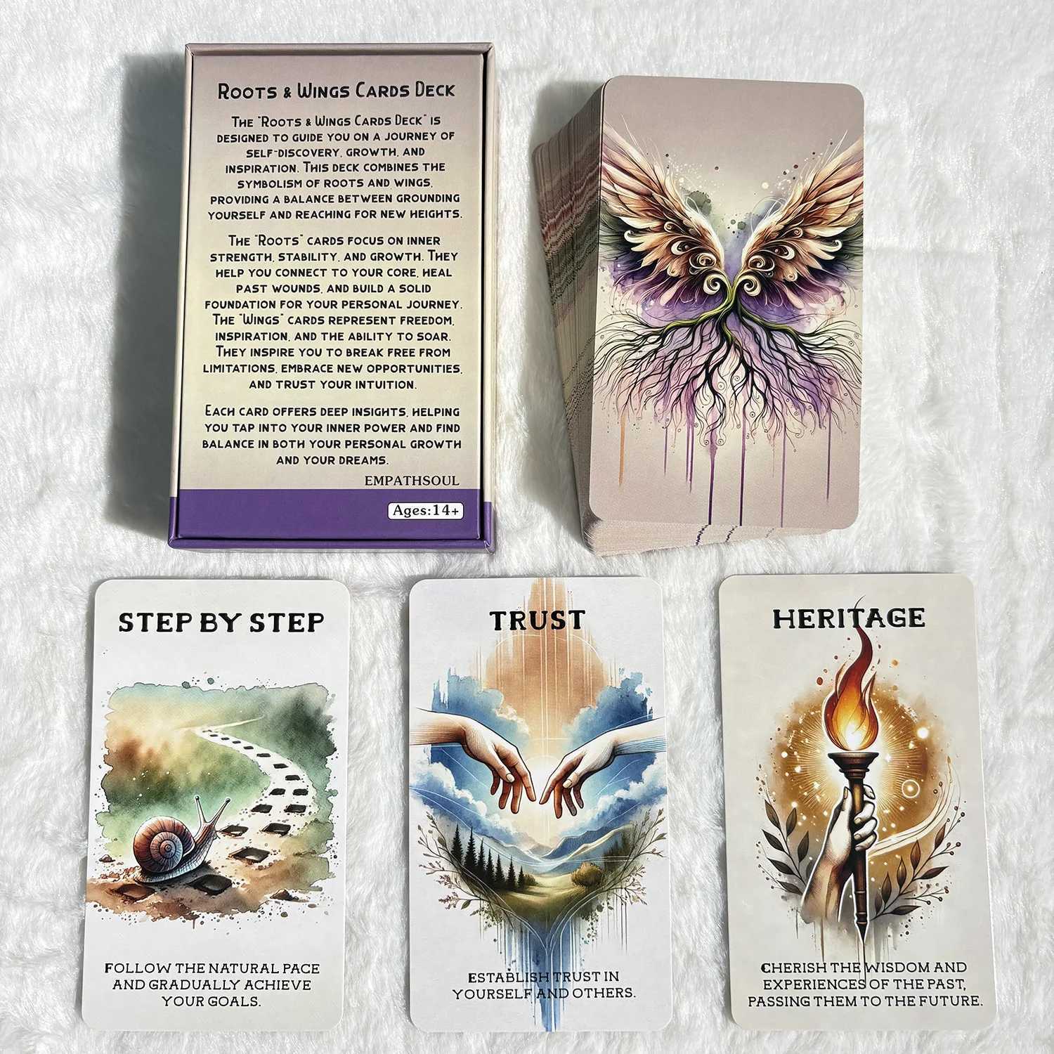 Roots and Wings Oracle Cards Self Discovery Tarot Deck Inner Strength English Version with Meaning on The Cards 54-Cards C251114