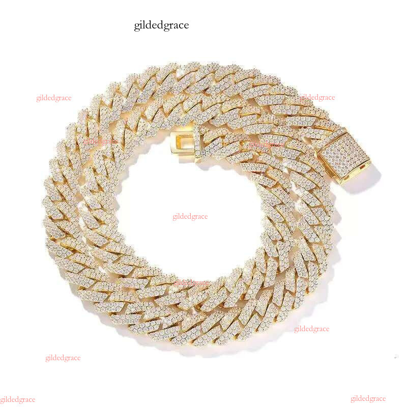 European and American Hip Hop S Sier Cuban Designer Rap Copper Set with Zircon 14mm Full Dia Men's Collar Necklace