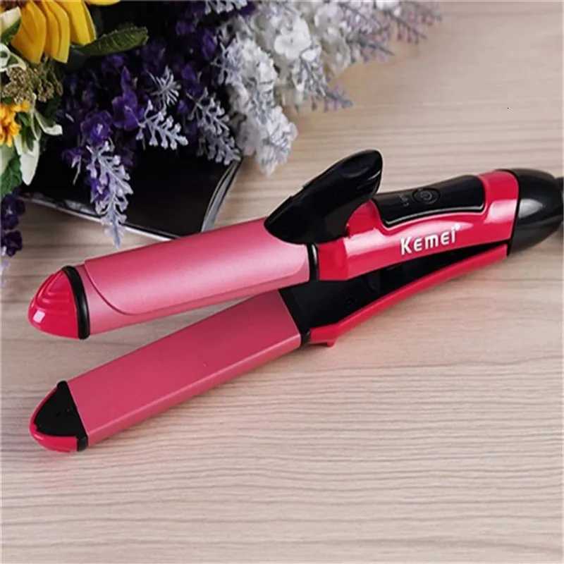2 In 1 Electic Hair Curl Iron Ceramic Straightener Wave Flat Wand Styling Roller Straighter Hairstyling LCD Curler Tongs CrimpleT251114