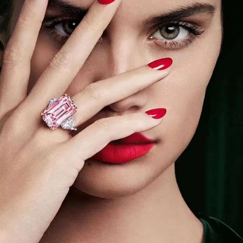 3 5 6 7 8 10 Carat Au585 14K White Gold Ring Pink Emerald shape moissanite Diamonds Women Wedding Party Engagement Ring Classic