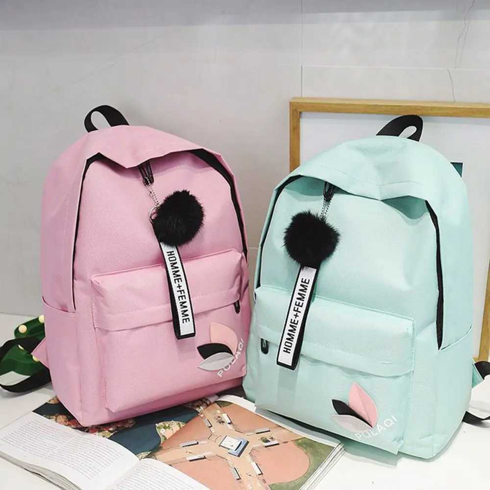 Printed Leaves Backpack Large Capacity Rucksack Zipper Portable Knapsack Female Shoulder Bag Simple Student SchoolbagW251113