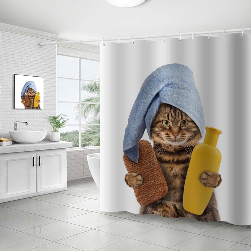 YL-37711 Customized 3D High-Definition Digital Printed Polyester Waterproof and Mildew-Proof Shower Curtain Set