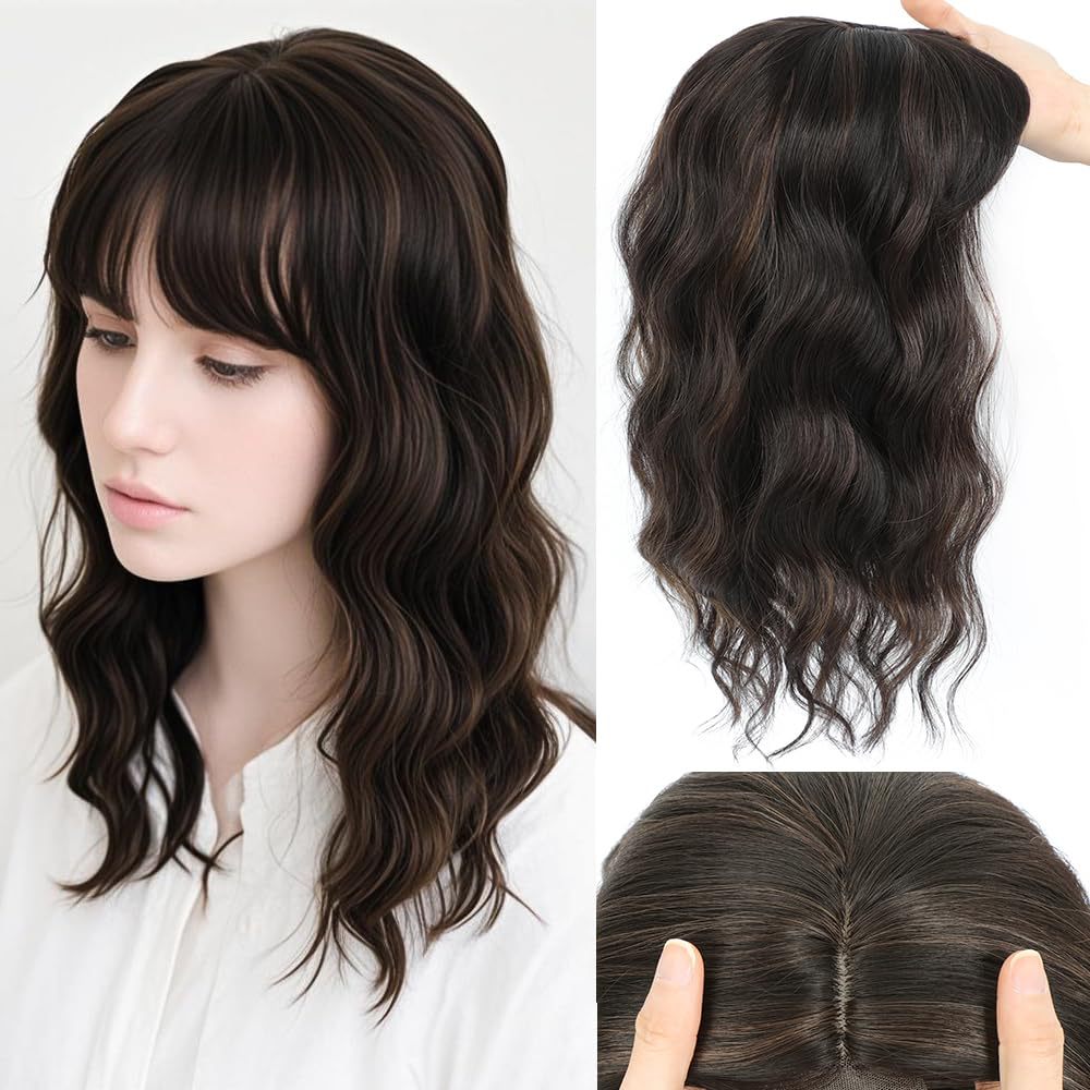 Cross-border French-style air bangs wig for women Summer coverage for gray hair Top hair replacement Invisible realistic hairpiece