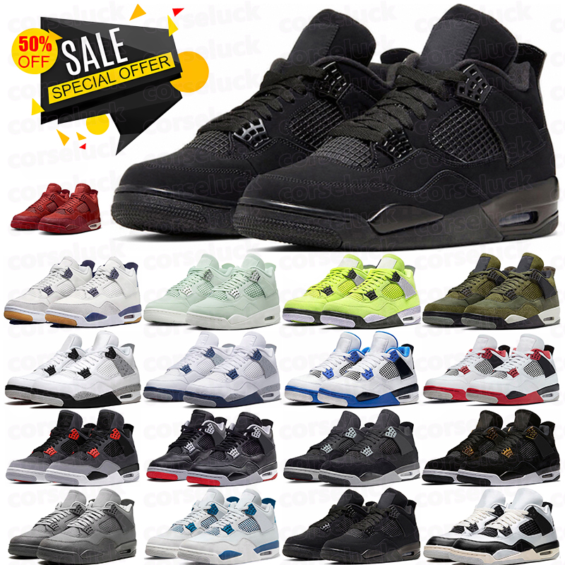 Designer shoes 4s basketball shoes 4 for men women Military Black Cats Pine Green Sail Red White Thunder Oreo Cool Grey Bred Olive Navy Seafoam Mens Trainers Sneakers