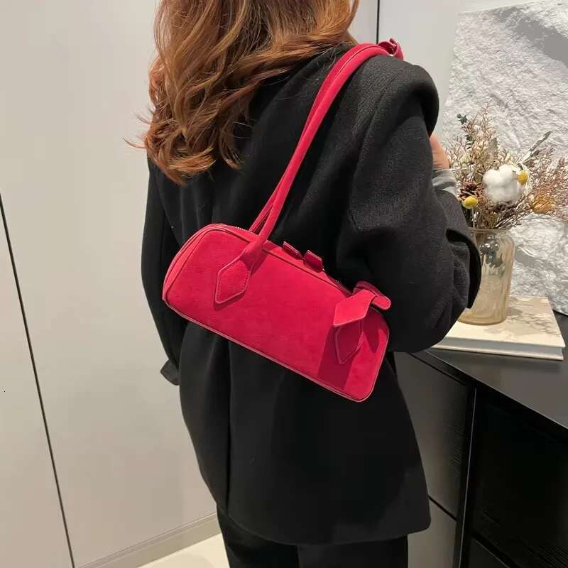 PU Zipper Solid Color Bowg Shoulder Fashionable Simple Tote Women's Cute Maiden Underarm Bag New Bolso De Hombro