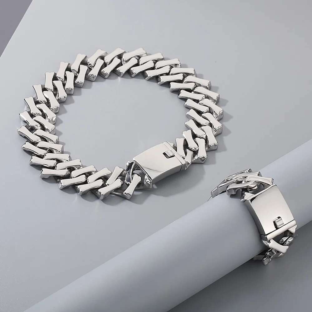 Hip-Hop Jewelry Stainless Steel PVD 18k Gold-Plated 32mm Width Cuban Chain Necklace Thick Heavy Exaggerated For Men Gift