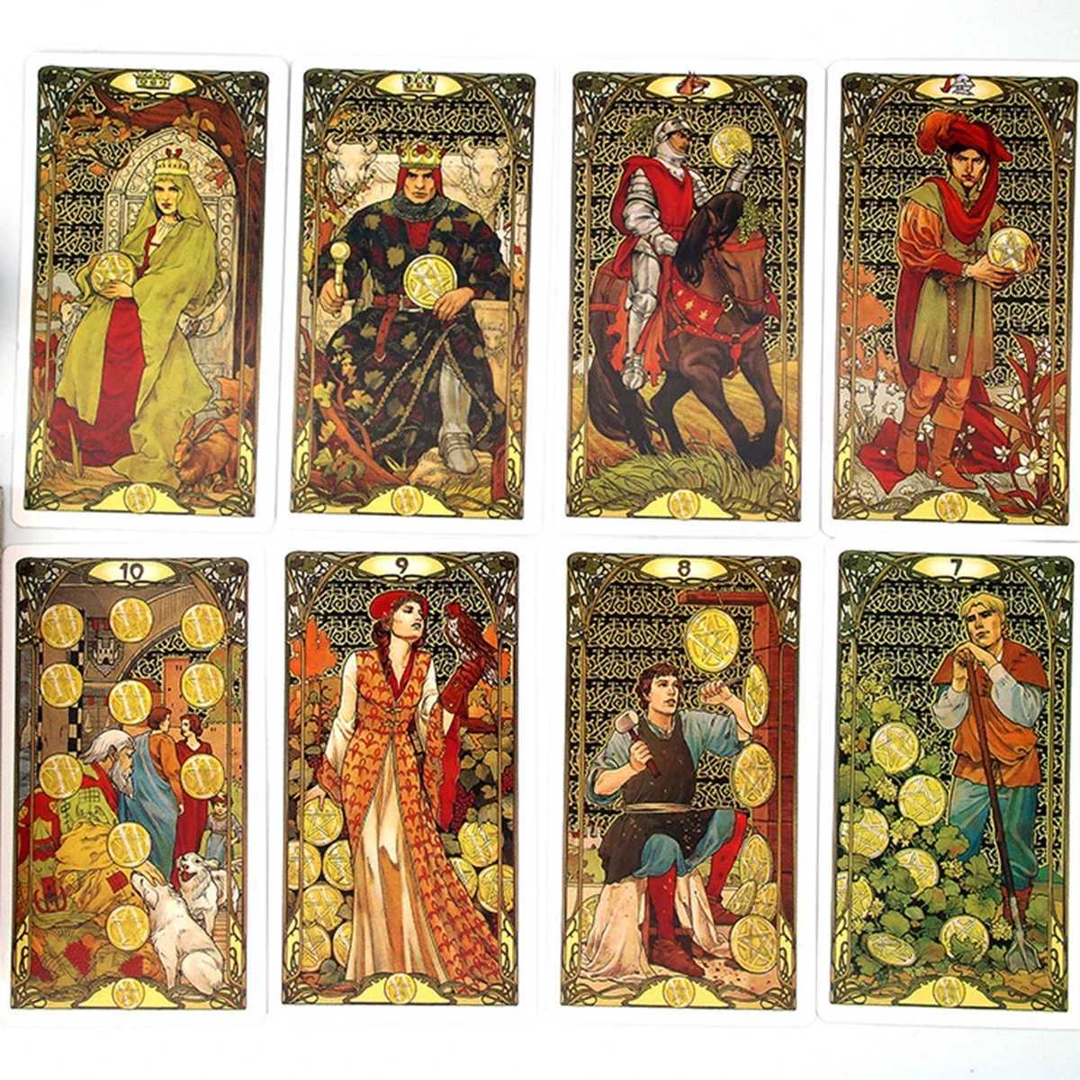 78pcs/Set-golden Art Nouveau Tarot tarot card board game Golden Art Unzipping card game C251114
