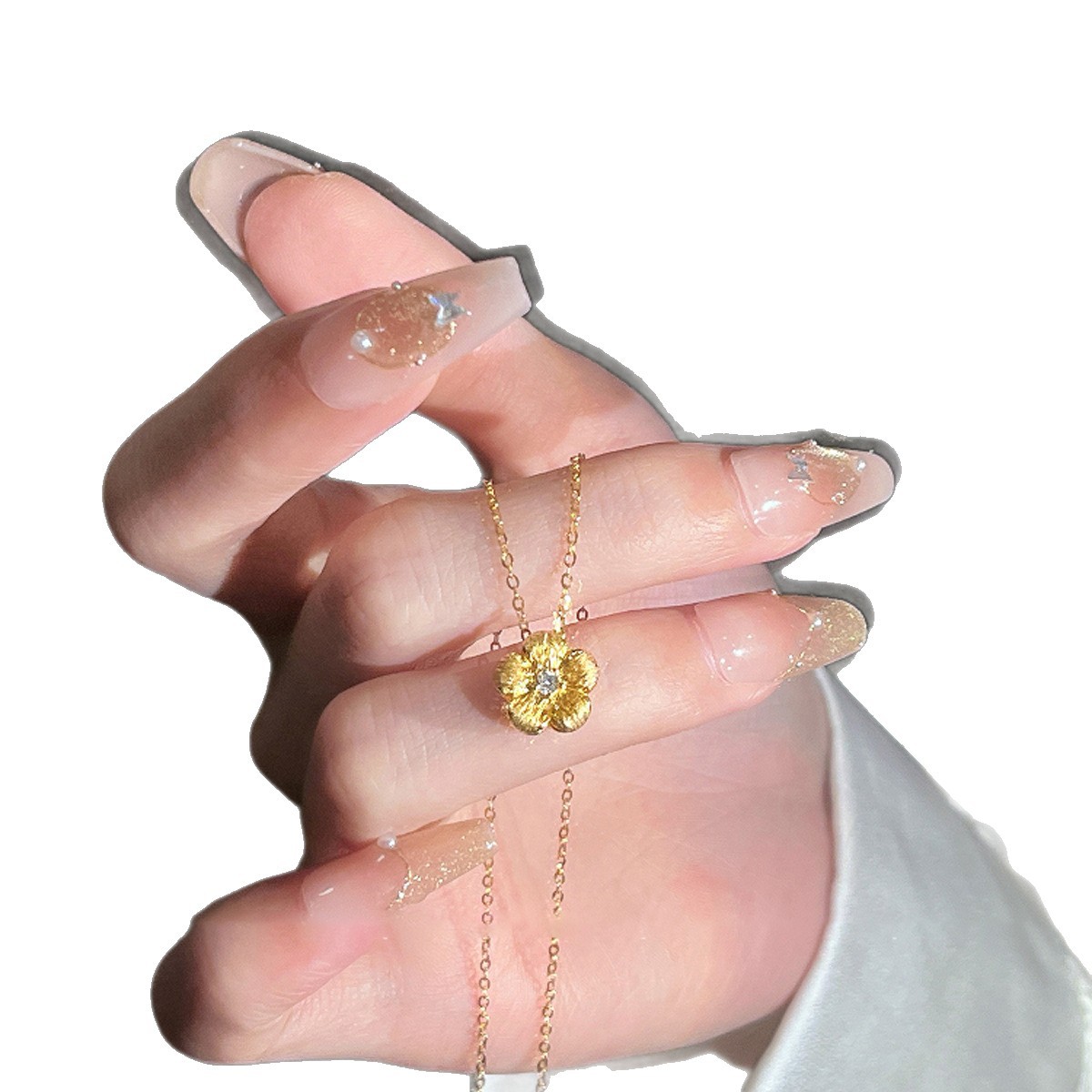Zircon Flower Pendant Necklace Vintage Fashion Simple Personality Niche Clavicle Light Luxury High-end Neck Chain Jewelry - view 6