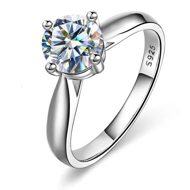GRA Classic 4 Prong Luxury Real Moissanite Diamond Ring for Women Excellent Cut D Color 925 Sterling Silver Wedding Fine Jewelry