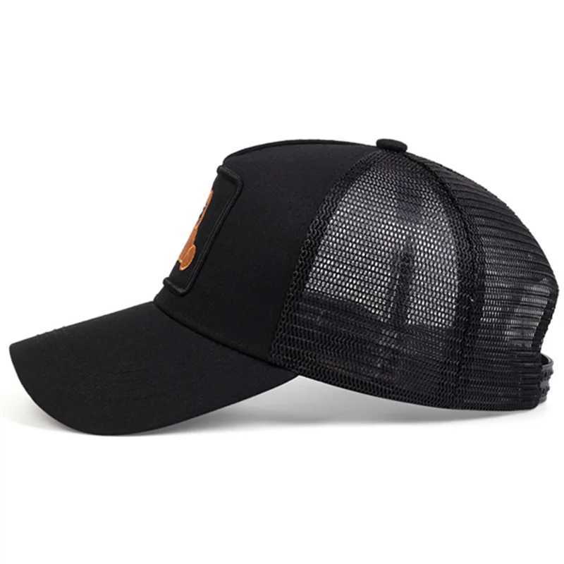 Unisex snap cap mens breathable mesh cap womens embroidered bear baseball cap mens cotton hip-hop bone truck cap W250414