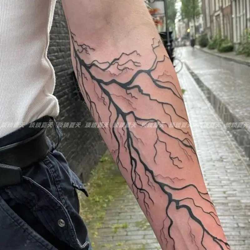 Durable Herbal Lightning Fake Tattoo Female Arm Art Tattoo Stickers Punk Temporary Tattoo Waterproof Temporary TattooXJ25414