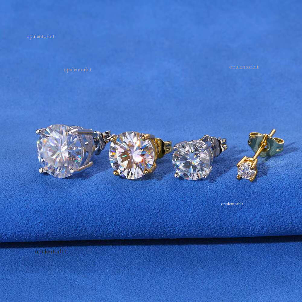 NUOYA VVS Moissanite earrings in pure sier, 3-10mm round white gold, gold-plated earrings, exquisite jewelry gifts