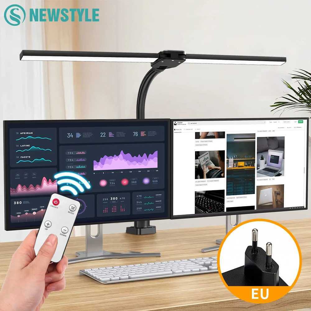 24W Ultra Bright Double Head LED Desk Lamp Eye-Caring Reading Light with Remote Control 5 Color Temperature Settings 10 Level M251114