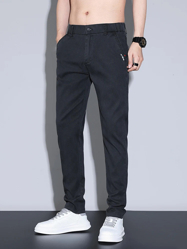 Business mens casual pants spring and summer thin Lyocell fashion ultrathin Trouser straight elastic office clothing 250414Z
