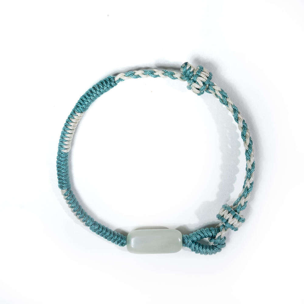 Dunhuang "Iced Essence" Hetian Jade Cord - Refined White Nephrite Bracelet for Pure Clarity & Composure, Adjustable Design