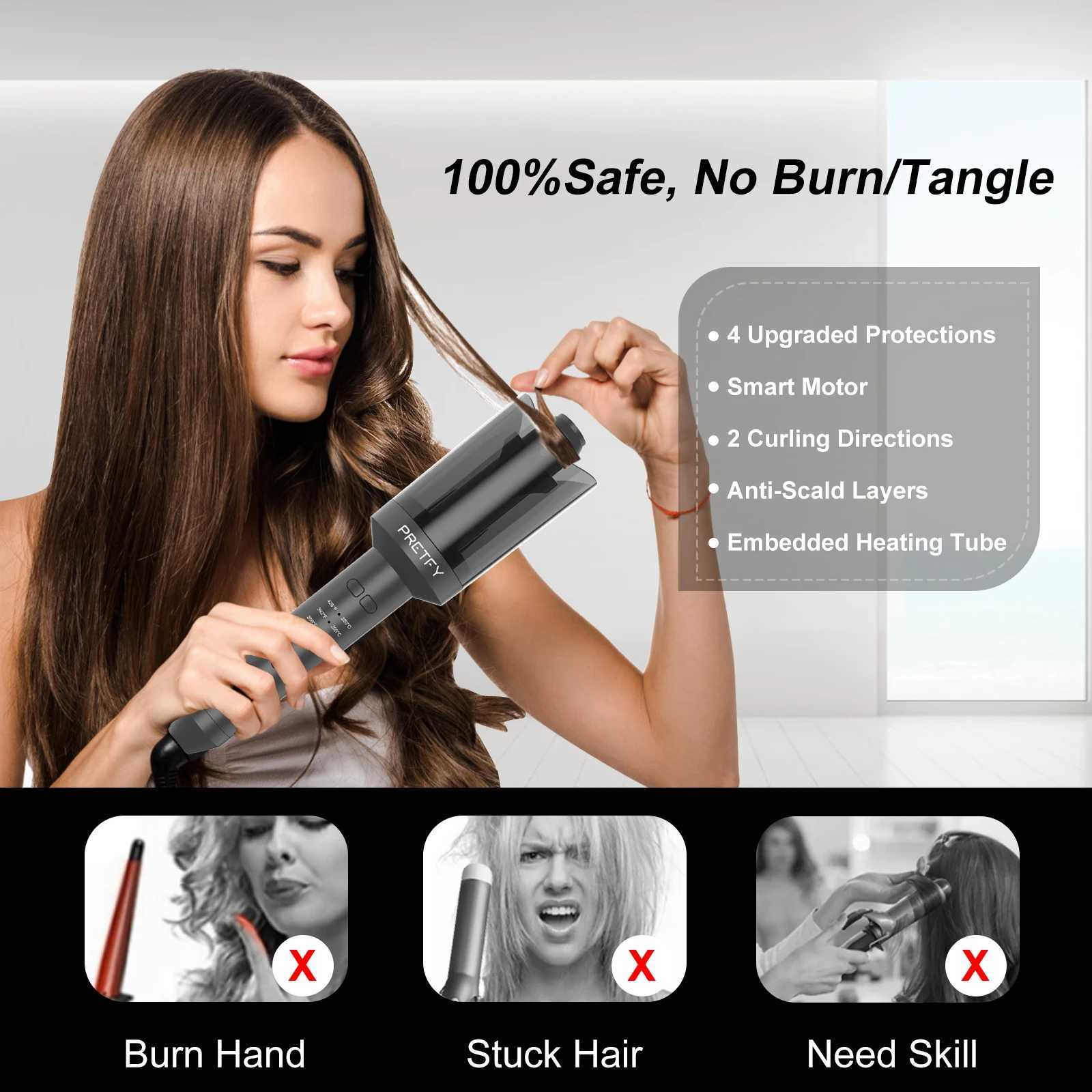 Pretfy Auto Hair Curler Automatic Curling Iron with Rotate Left and Right Hair Curling Wand for Hair StylingT251114