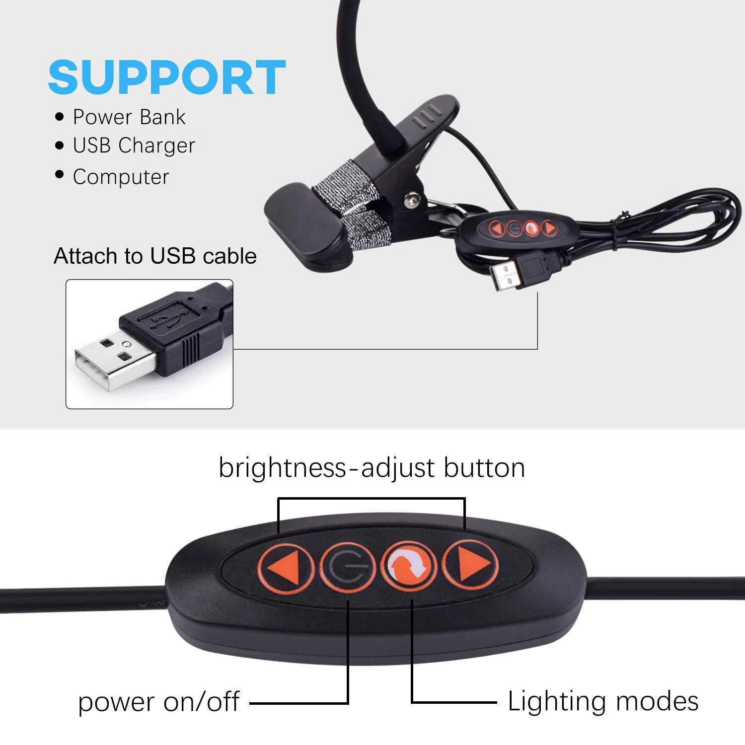 5W LED Clip on Desk Lamp with 3 Modes 11 Brightness 2M Cable Dimmer 14 Levels Clamp Table Lamp M251114