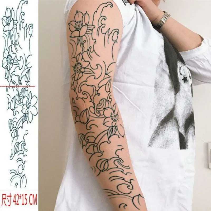 Japanese Temporary Tattoo Retro Art Dragon Fake Tattoo Durable Stickers Punk Full Arm Waterproof StickersXJ25414