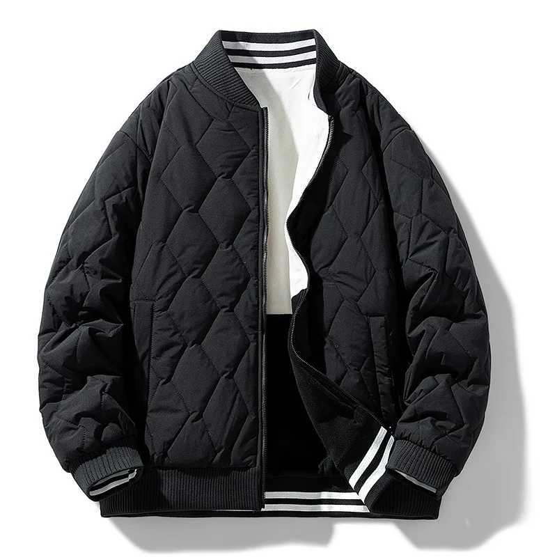 Mens Sports Jacket Two Sides Wear Cotton Padded Jacket Winter Warm Baseball Coat Male Clothes Big Size Mens Parka Male FashionT251114