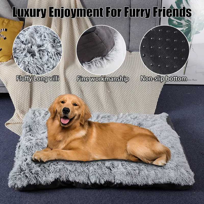 Luxurious fluffy pet bed comfortable pet dog box pad suitable for small and medium-sized dog pads anti slip bottom pet products and small dog mattress