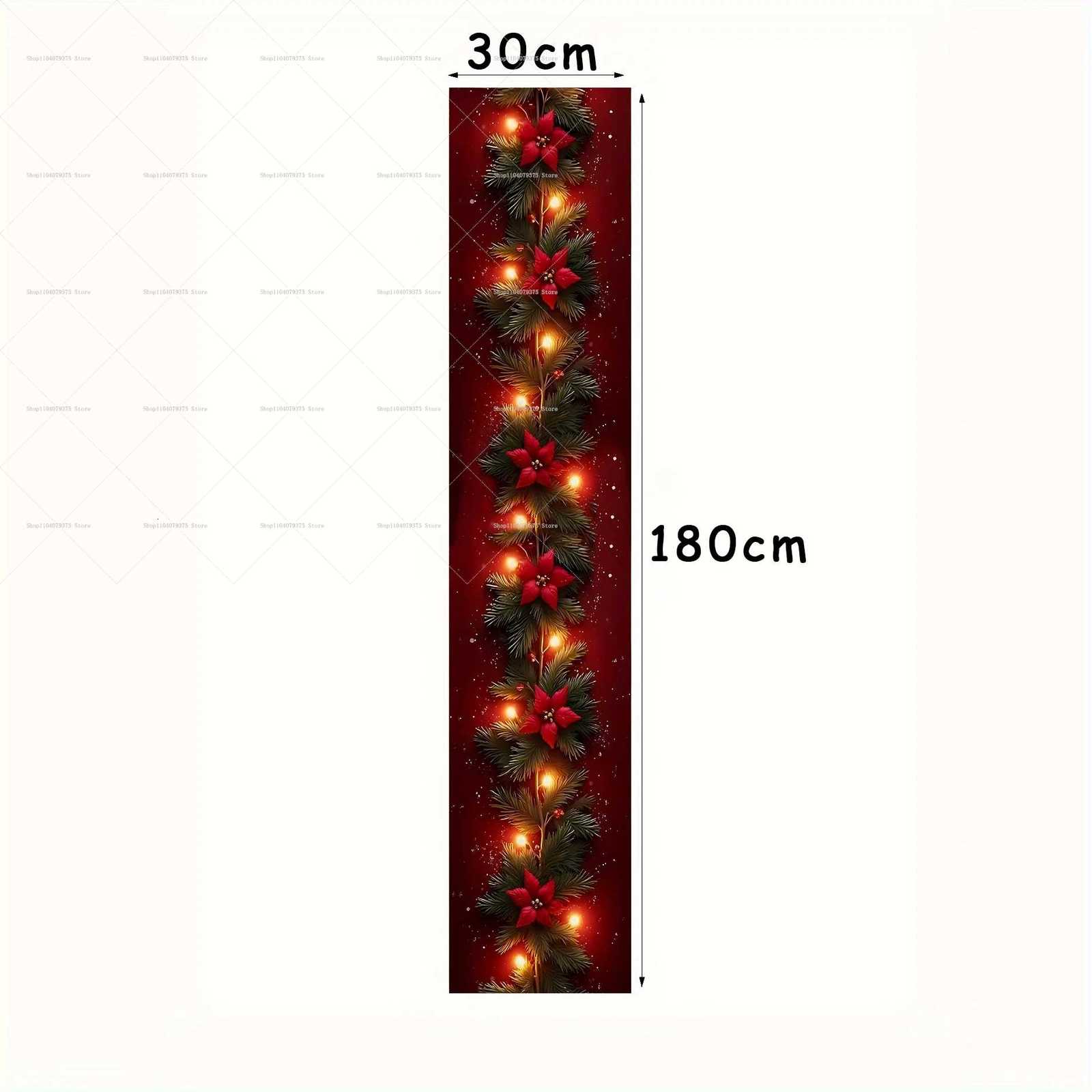 Christmas Luminous Christmas Flower Pine Branch Table Runner Red Background Printed With Lighted Pine Branches And Poinsettia Pattern Y251113