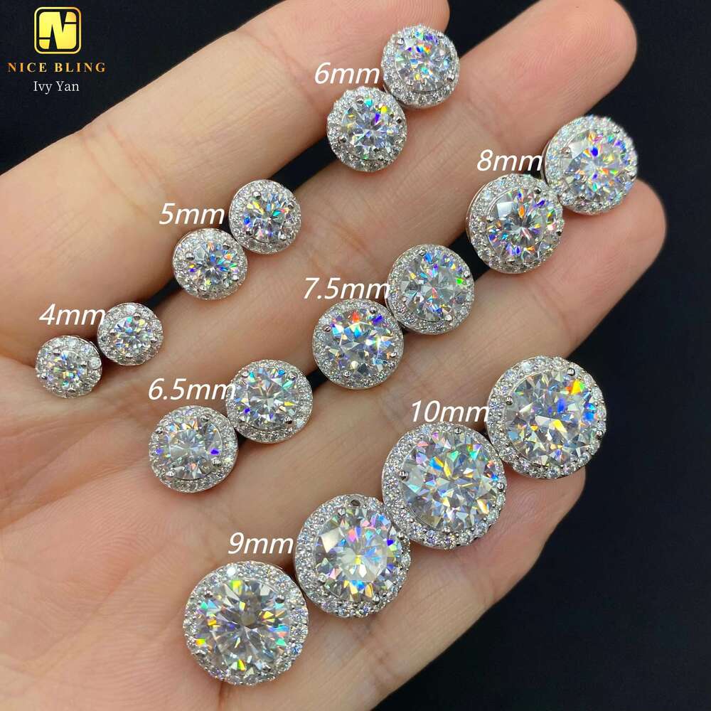 Full range of sizes, fashionable hip-hop jewelry frame settings, earrings, pure sier VVS Moissanite women's earrings