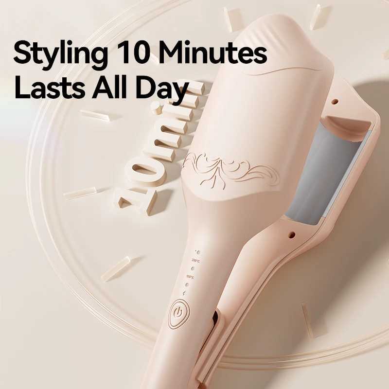 40mm Deep Wave Hair Crimper with Negative Ion - Adjustable Temperature Curling Iron for Long Lasting Wavy Hair Anti-FrizzT251114