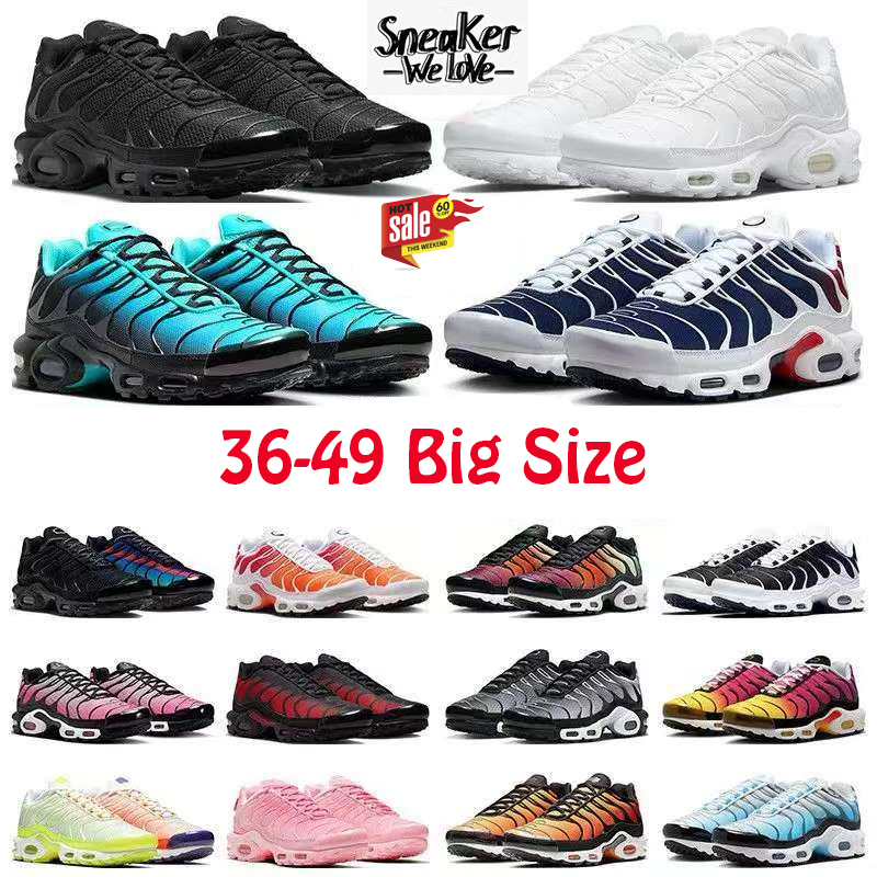 free shipping Promo chaussures running shoes for men women tn plus solde route trail trainers Triple Tnss Men Grey Bleu Blanc Rouge Blue Green sports Classic Size 49